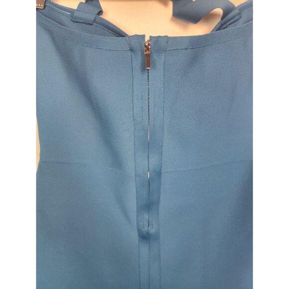 Bebe Women's Sz. M Bandage Ruffle Midi Dress In Crystal Teal NWT - Picture 6 of 6